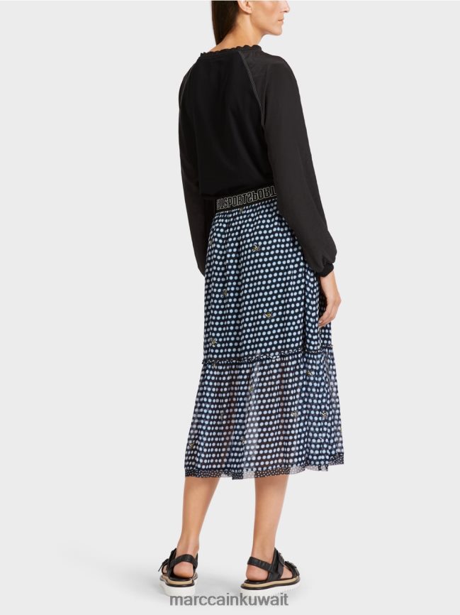 Marc Cain تنورة واسعة منقطة من الفيسكوز LVN0D6505 ملابس أسود