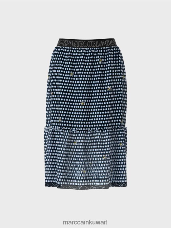 Marc Cain تنورة واسعة منقطة من الفيسكوز LVN0D6505 ملابس أسود