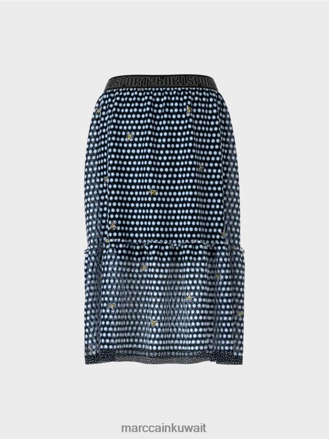 Marc Cain تنورة واسعة منقطة من الفيسكوز LVN0D6505 ملابس أسود