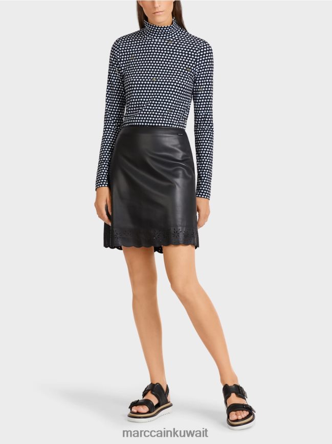 Marc Cain تنورة قصيرة واسعة من الجلد الصناعي LVN0D6506 ملابس أسود