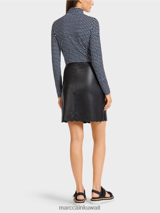 Marc Cain تنورة قصيرة واسعة من الجلد الصناعي LVN0D6506 ملابس أسود