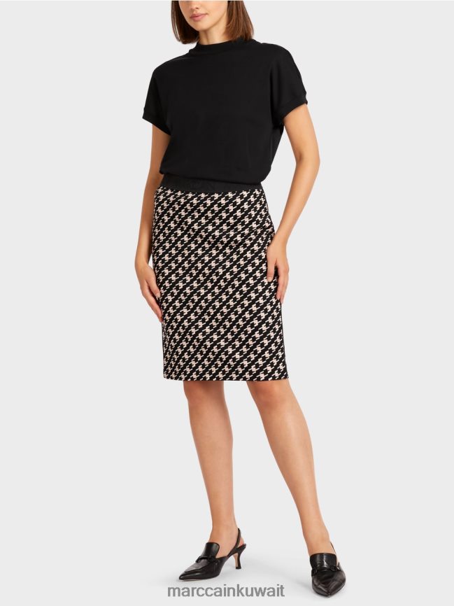 Marc Cain تنورة رياضية في منقوشة الراعي LVN0D6508 ملابس أسود