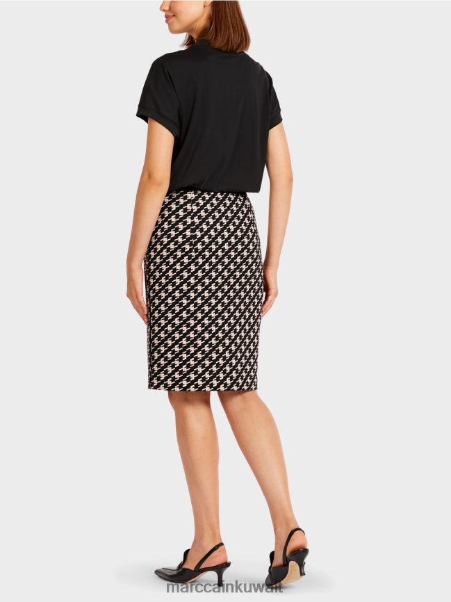 Marc Cain تنورة رياضية في منقوشة الراعي LVN0D6508 ملابس أسود