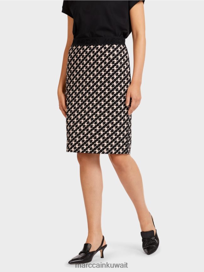 Marc Cain تنورة رياضية في منقوشة الراعي LVN0D6508 ملابس أسود