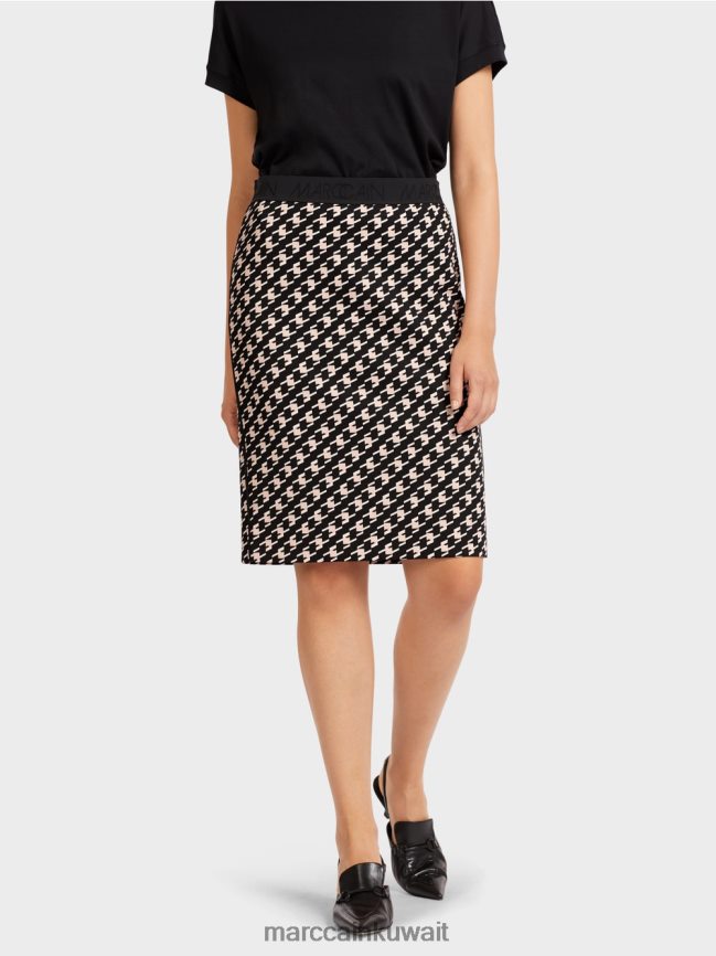 Marc Cain تنورة رياضية في منقوشة الراعي LVN0D6508 ملابس أسود