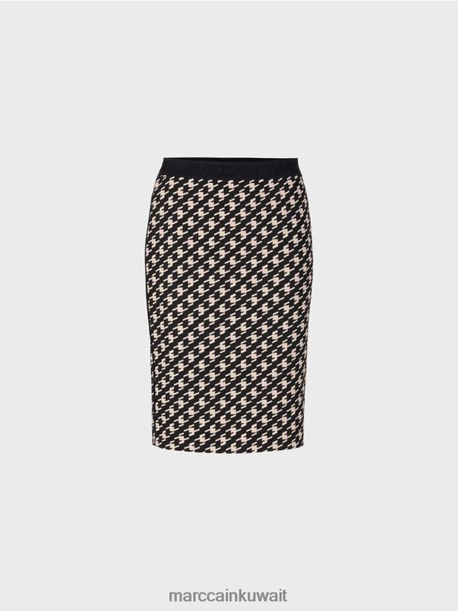 Marc Cain تنورة رياضية في منقوشة الراعي LVN0D6508 ملابس أسود