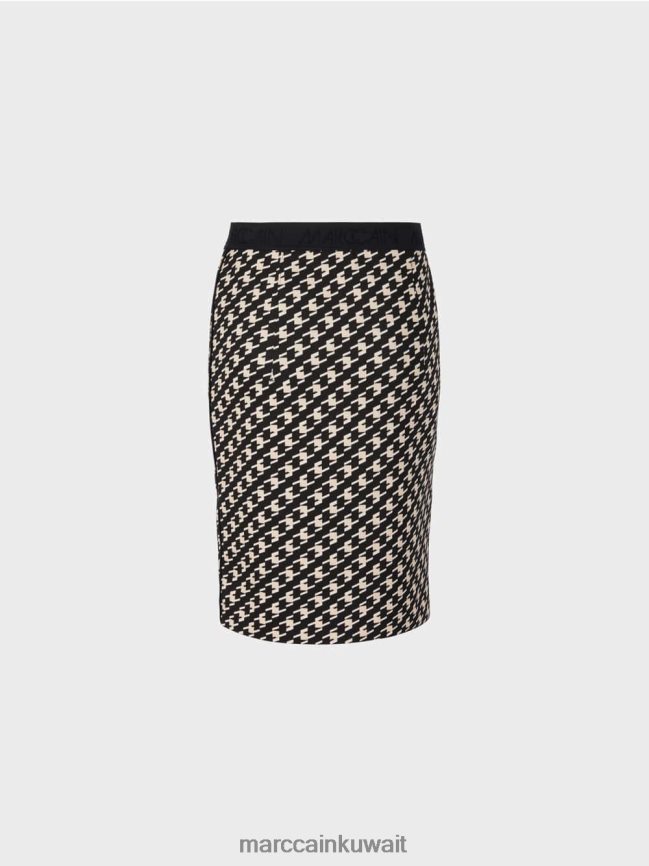 Marc Cain تنورة رياضية في منقوشة الراعي LVN0D6508 ملابس أسود