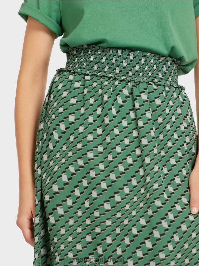 Marc Cain تنورة منتفخة مطبوعة LVN0D6509 ملابس طحلب أخضر