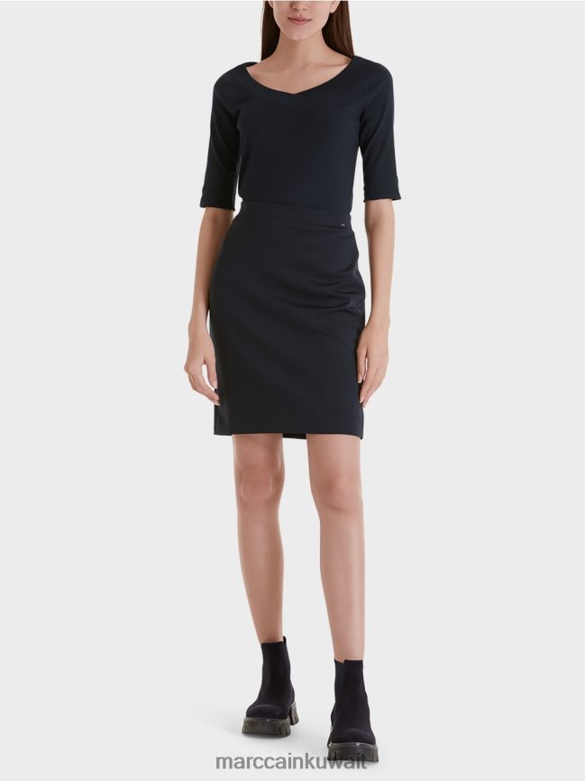 Marc Cain تنورة جيرسي تمتد LVN0D6516 ملابس منتصف الليل الأزرق