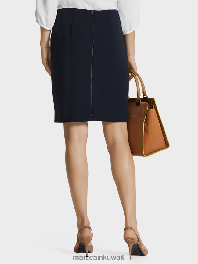 Marc Cain تنورة كريب LVN0D6517 ملابس منتصف الليل الأزرق