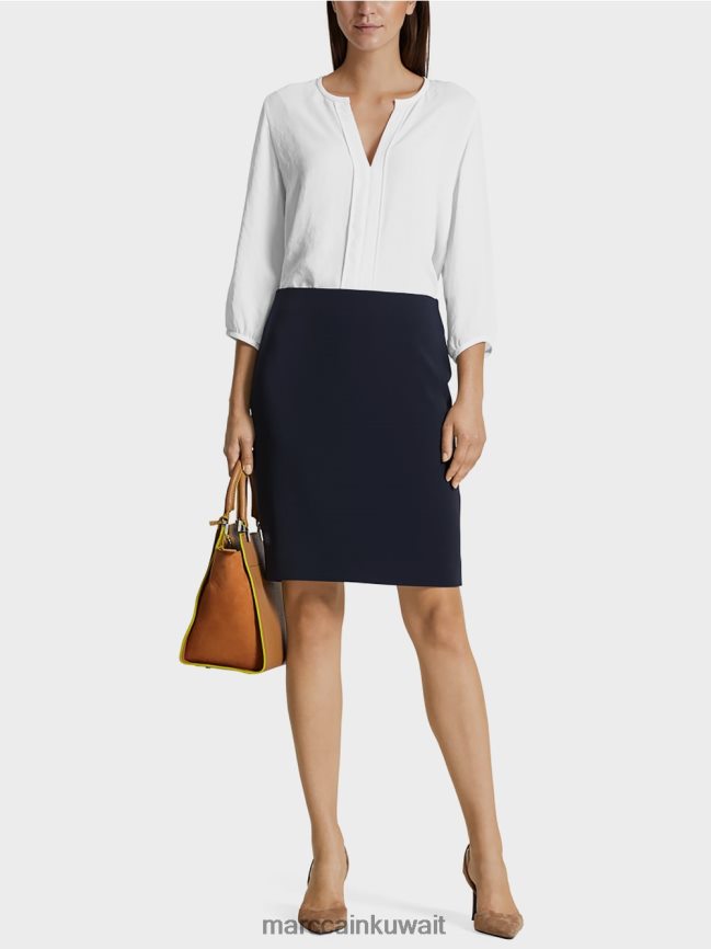 Marc Cain تنورة كريب LVN0D6517 ملابس منتصف الليل الأزرق