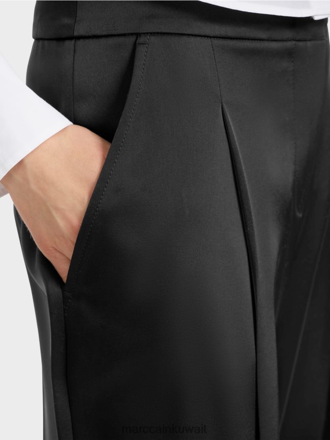 Marc Cain بنطال ويتشيتا مطوي بأرجل واسعة LVN0D6526 ملابس أسود