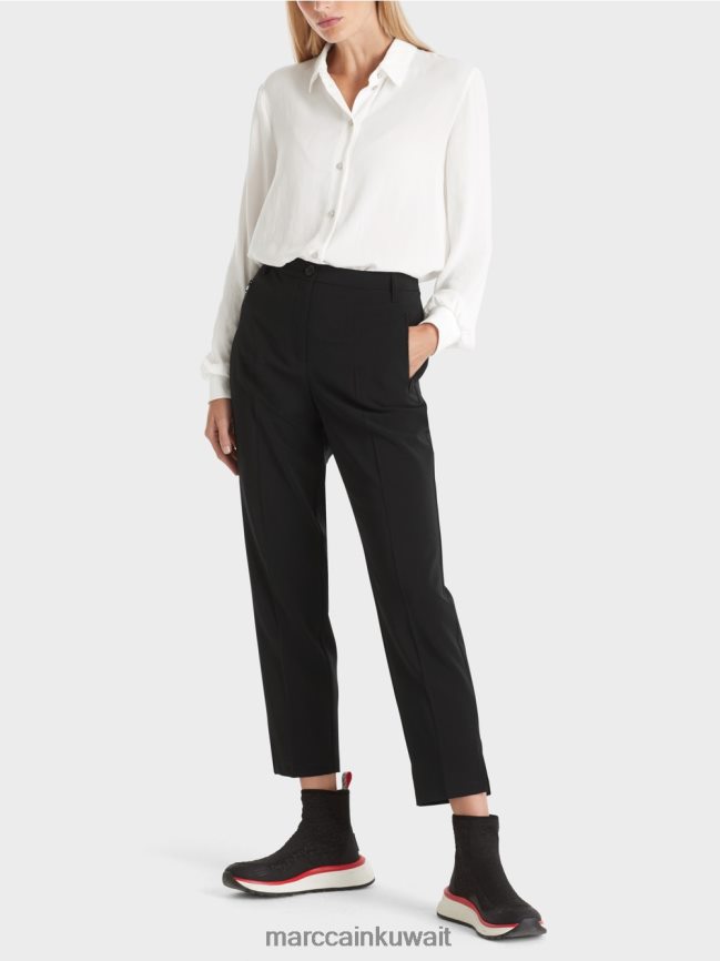 Marc Cain السراويل فوشون مع الشقوق الجانبية LVN0D6538 ملابس أسود