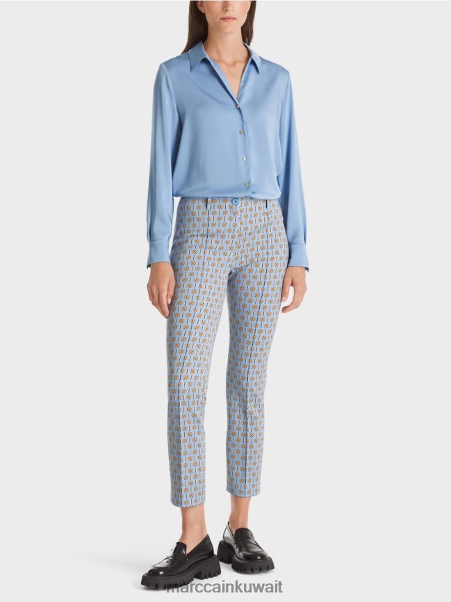 Marc Cain تمتد السراويل جيرسي سيدني LVN0D6548 ملابس سماء الصيف المظلمة