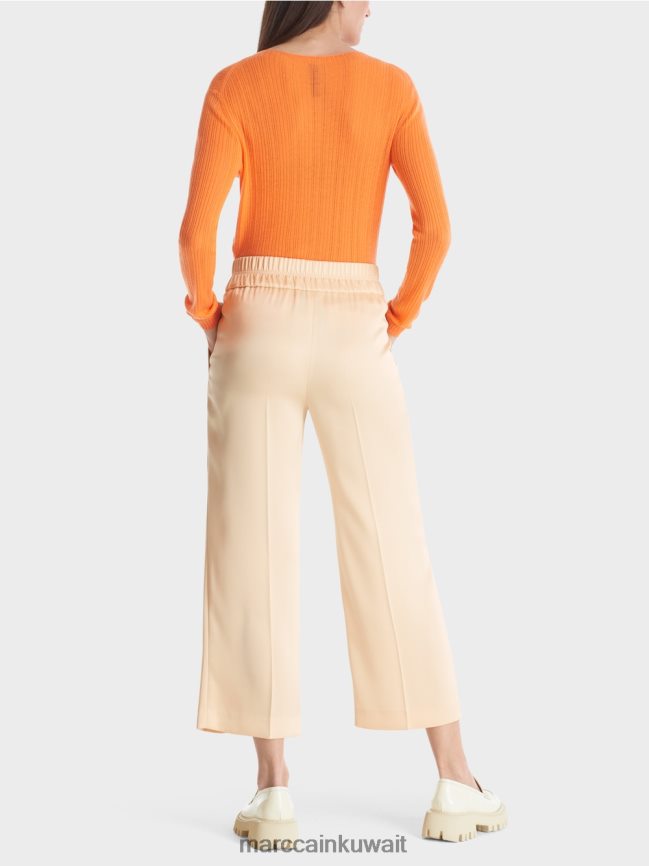 Marc Cain بنطال واشنطن واسع الطول وميدي LVN0D6553 ملابس كريم غامق