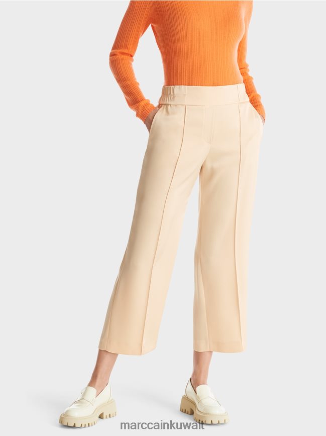 Marc Cain بنطال واشنطن واسع الطول وميدي LVN0D6553 ملابس كريم غامق