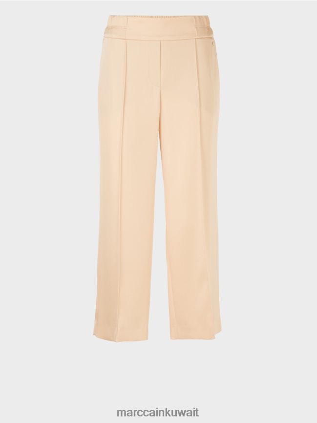 Marc Cain بنطال واشنطن واسع الطول وميدي LVN0D6553 ملابس كريم غامق