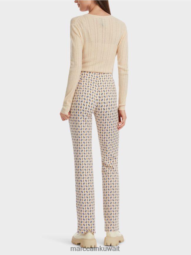 Marc Cain بنطال فريدريكا بطبعة جرافيك LVN0D6555 ملابس كريم غامق