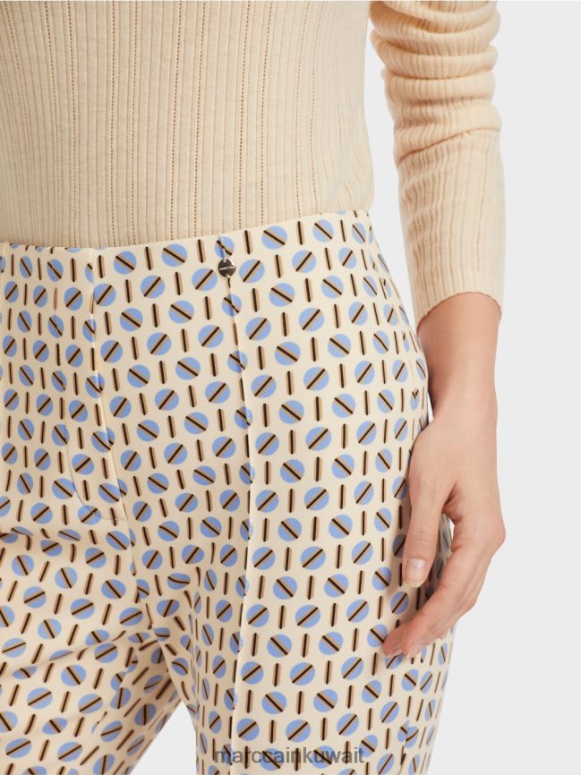 Marc Cain بنطال فريدريكا بطبعة جرافيك LVN0D6555 ملابس كريم غامق