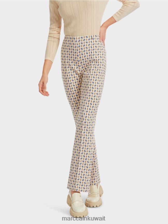 Marc Cain بنطال فريدريكا بطبعة جرافيك LVN0D6555 ملابس كريم غامق