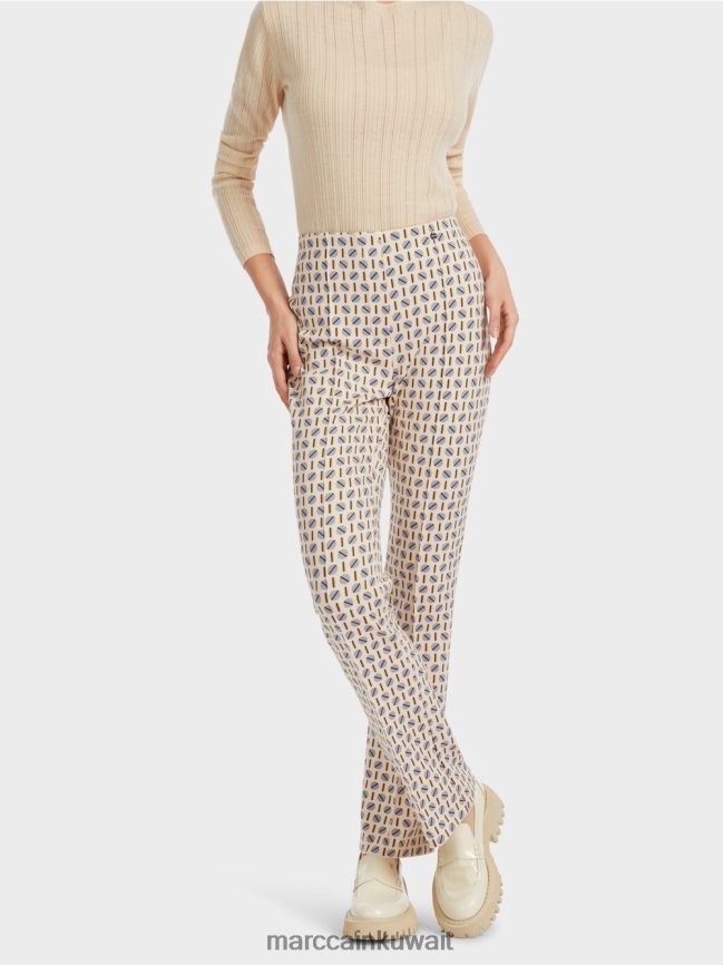 Marc Cain بنطال فريدريكا بطبعة جرافيك LVN0D6555 ملابس كريم غامق