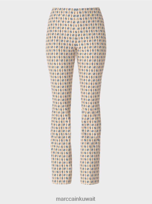 Marc Cain بنطال فريدريكا بطبعة جرافيك LVN0D6555 ملابس كريم غامق