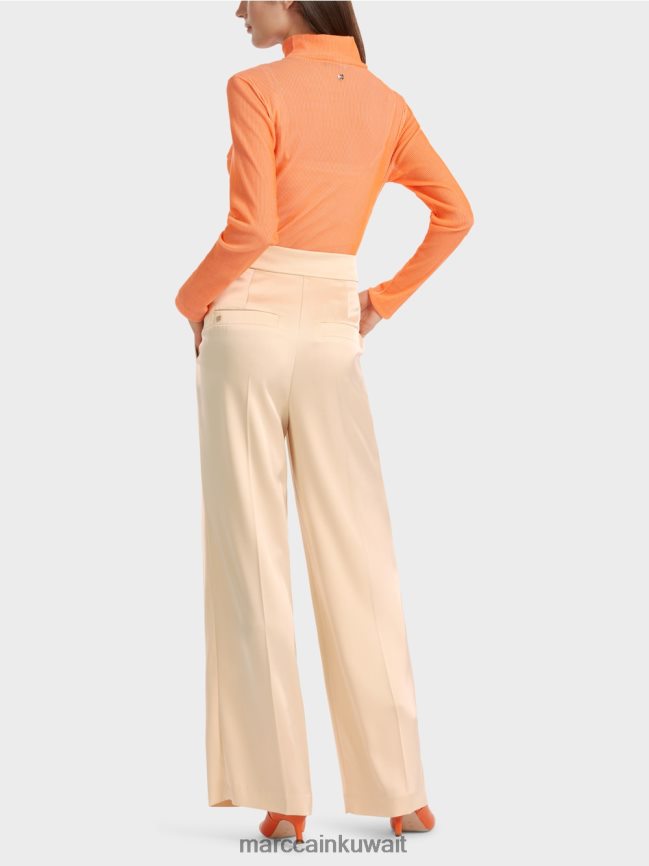 Marc Cain بنطال ويتشيتا مطوي بأرجل واسعة LVN0D6557 ملابس كريم غامق