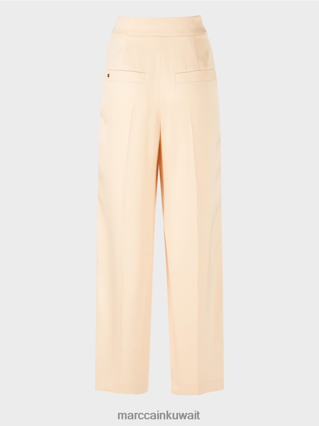 Marc Cain بنطال ويتشيتا مطوي بأرجل واسعة LVN0D6557 ملابس كريم غامق