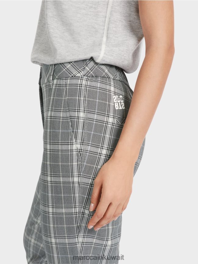 Marc Cain السراويل فحص فرانكا LVN0D6558 ملابس الرمادي الفضي