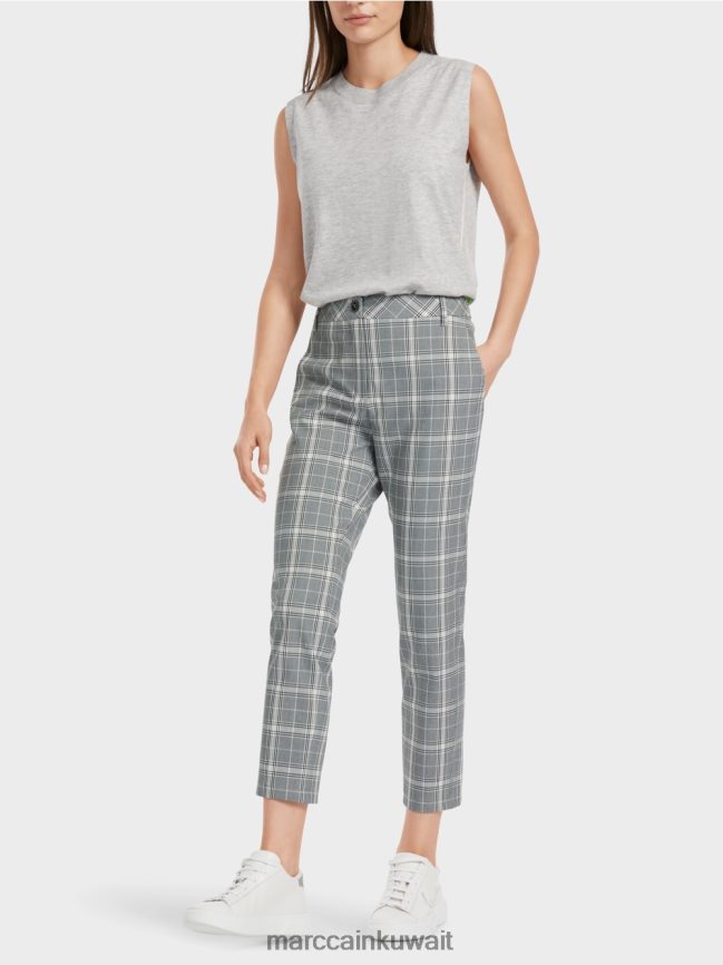 Marc Cain السراويل فحص فرانكا LVN0D6558 ملابس الرمادي الفضي