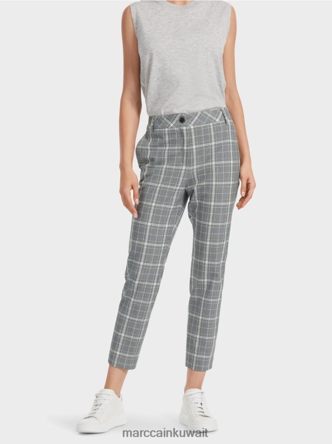 Marc Cain السراويل فحص فرانكا LVN0D6558 ملابس الرمادي الفضي