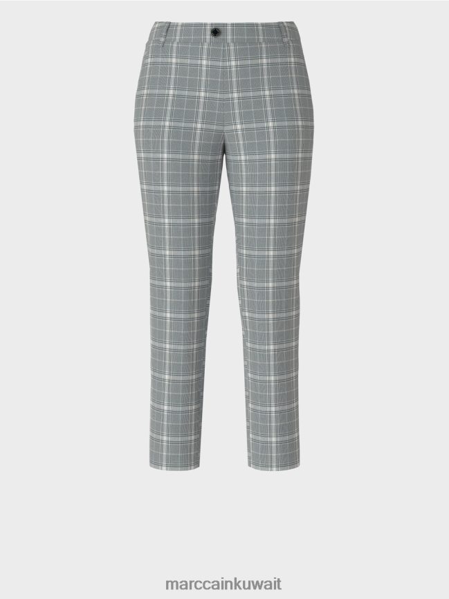 Marc Cain السراويل فحص فرانكا LVN0D6558 ملابس الرمادي الفضي