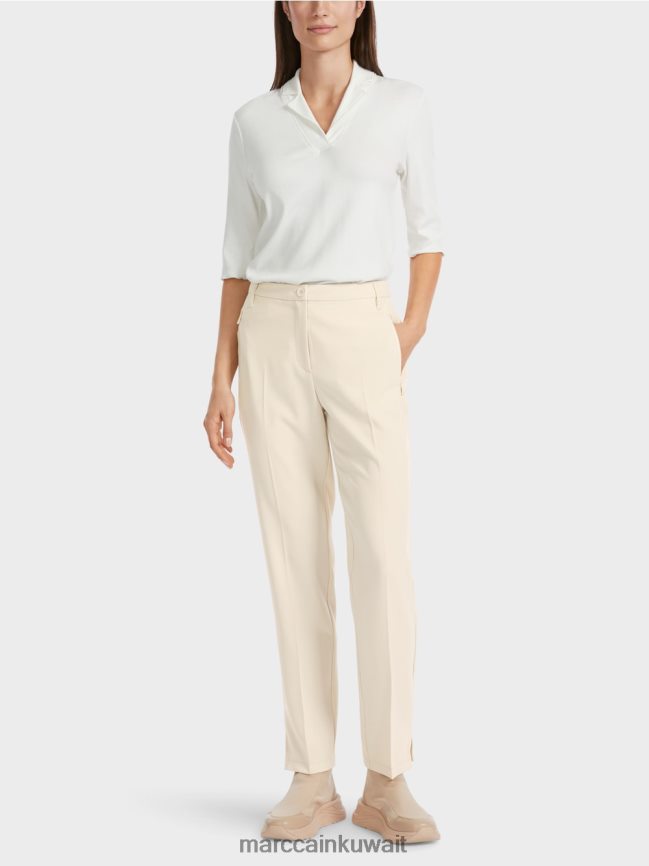 Marc Cain السراويل فوشون مع الشقوق الجانبية LVN0D6559 ملابس صخرة القمر الناعمة