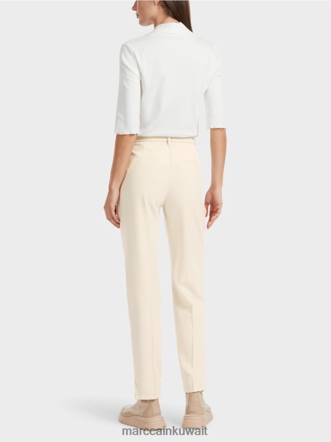 Marc Cain السراويل فوشون مع الشقوق الجانبية LVN0D6559 ملابس صخرة القمر الناعمة