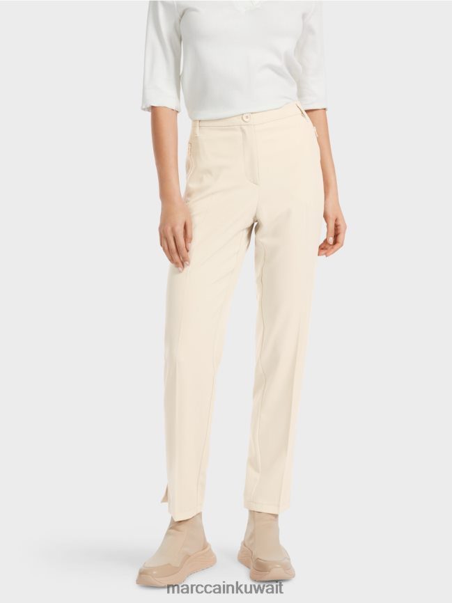 Marc Cain السراويل فوشون مع الشقوق الجانبية LVN0D6559 ملابس صخرة القمر الناعمة