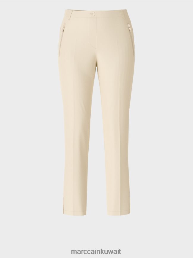 Marc Cain السراويل فوشون مع الشقوق الجانبية LVN0D6559 ملابس صخرة القمر الناعمة