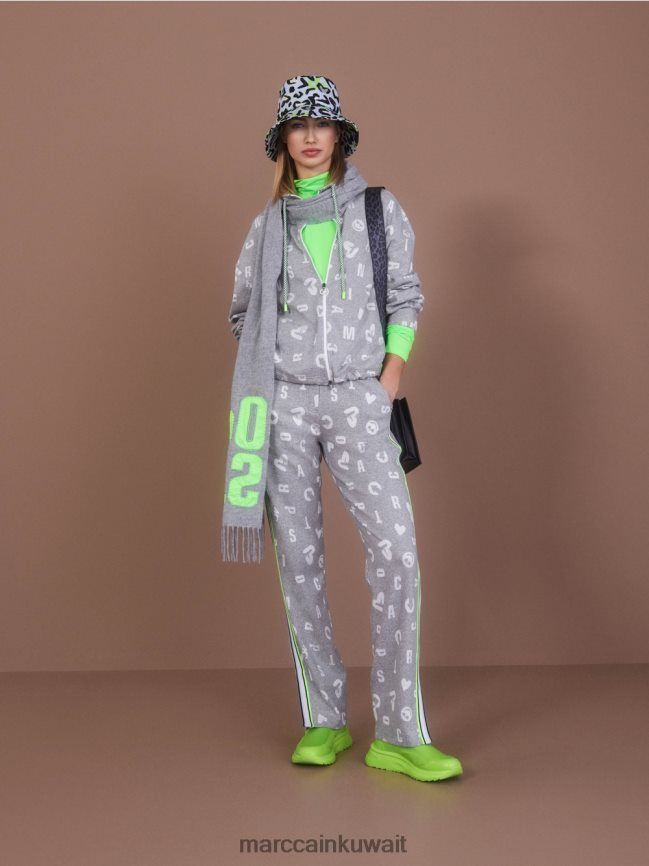 Marc Cain السراويل على غرار الركض روان LVN0D6561 ملابس الرمادي الفضي