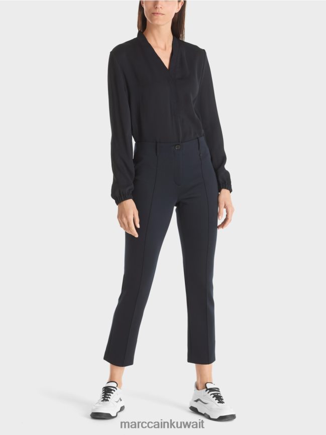 Marc Cain السراويل سيدني مع التجاعيد LVN0D6572 ملابس القوات البحرية