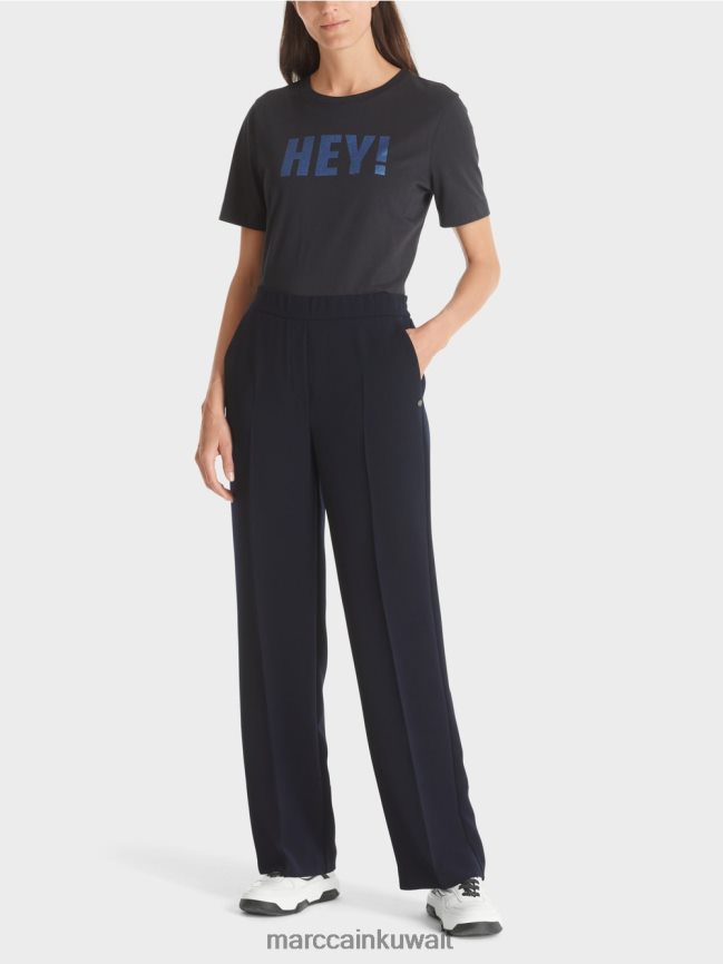 Marc Cain واشنطن السراويل واسعة الساق LVN0D6574 ملابس القوات البحرية