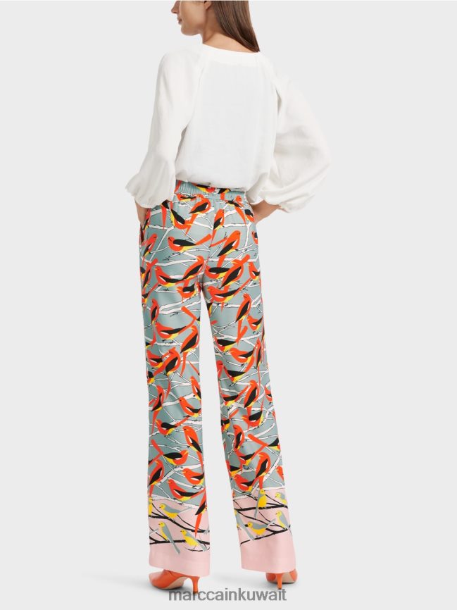 Marc Cain السراويل تصميم الطيور واشنطن LVN0D6580 ملابس السماء الزرقاء الداكنة