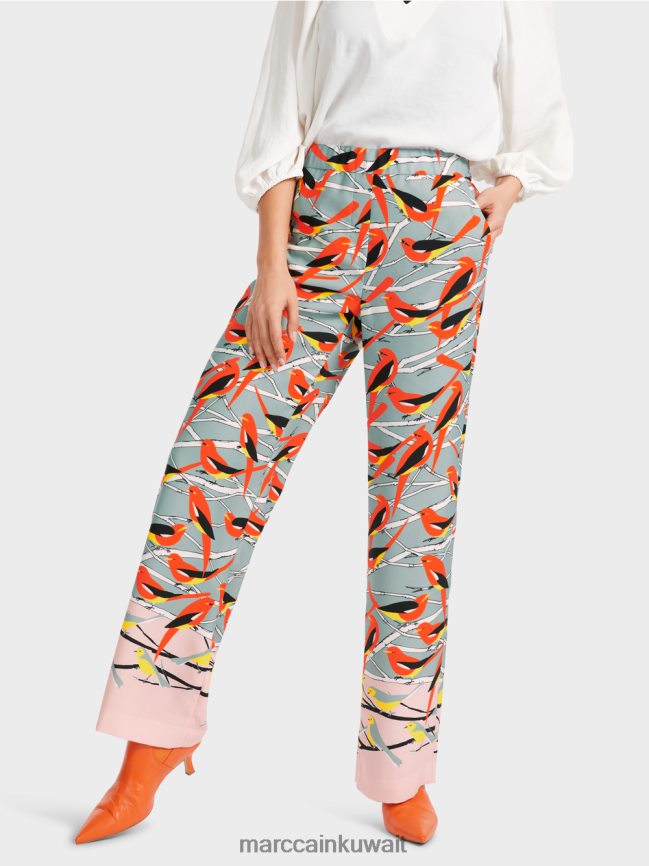 Marc Cain السراويل تصميم الطيور واشنطن LVN0D6580 ملابس السماء الزرقاء الداكنة