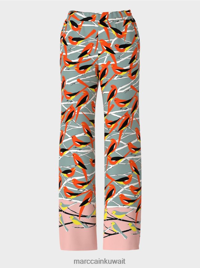 Marc Cain السراويل تصميم الطيور واشنطن LVN0D6580 ملابس السماء الزرقاء الداكنة