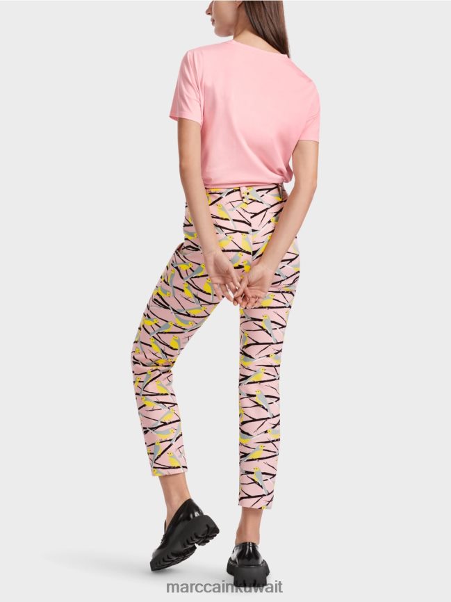 Marc Cain السراويل تصميم الطيور سيدني LVN0D6586 ملابس مسحوق وردي ناعم