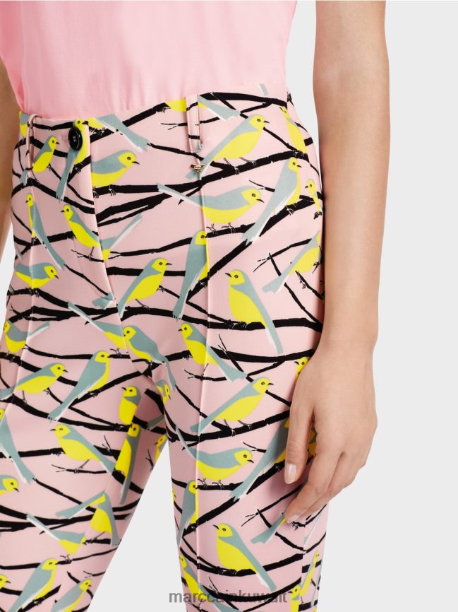 Marc Cain السراويل تصميم الطيور سيدني LVN0D6586 ملابس مسحوق وردي ناعم