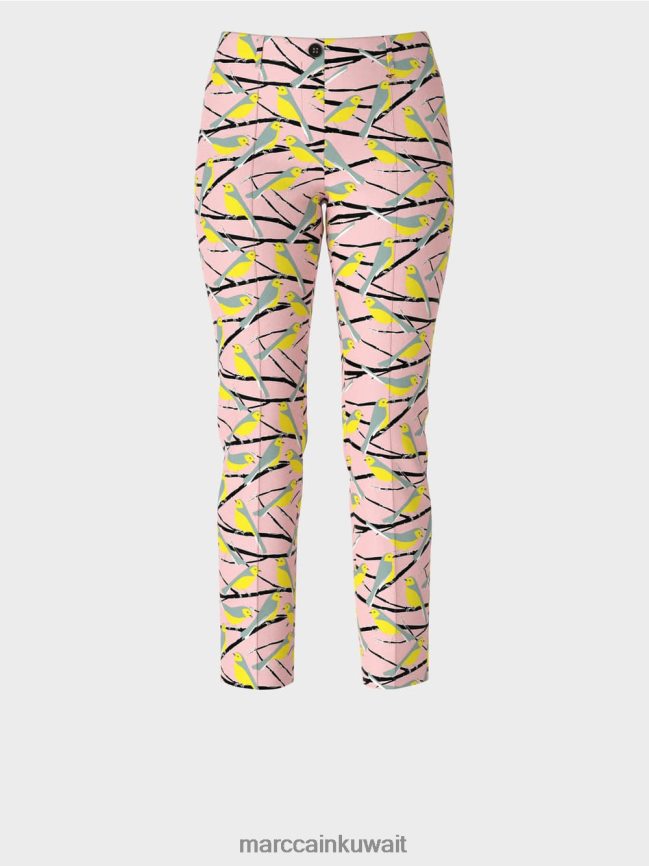 Marc Cain السراويل تصميم الطيور سيدني LVN0D6586 ملابس مسحوق وردي ناعم