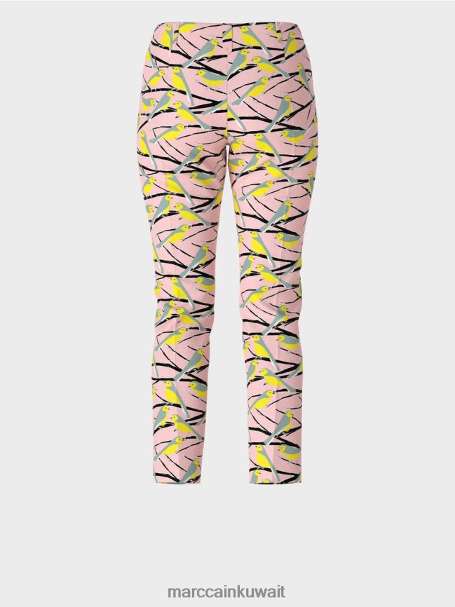 Marc Cain السراويل تصميم الطيور سيدني LVN0D6586 ملابس مسحوق وردي ناعم