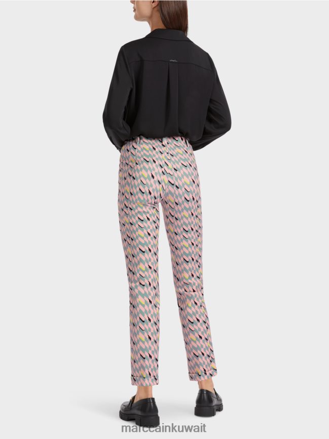 Marc Cain السراويل سيدني مع التصميم الجرافيكي LVN0D6589 ملابس السماء الزرقاء الداكنة