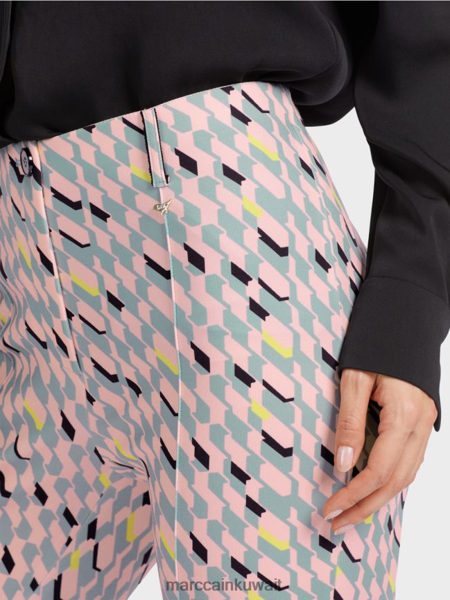 Marc Cain السراويل سيدني مع التصميم الجرافيكي LVN0D6589 ملابس السماء الزرقاء الداكنة