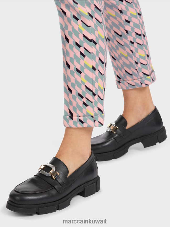 Marc Cain السراويل سيدني مع التصميم الجرافيكي LVN0D6589 ملابس السماء الزرقاء الداكنة