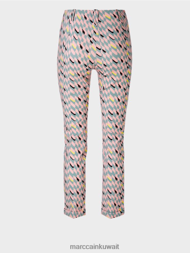 Marc Cain السراويل سيدني مع التصميم الجرافيكي LVN0D6589 ملابس السماء الزرقاء الداكنة